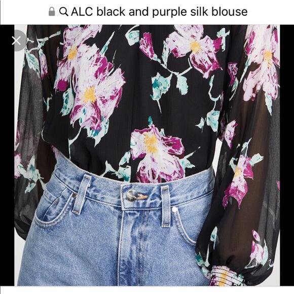 A.L.C .Black & Purple mockneck Venetia Top SZ 6 - Picture 4 of 11